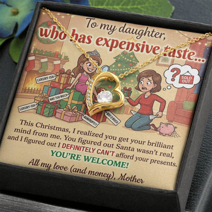 To My Daughter Necklace From Mother, Funny Christmas Gift, Sarcastic Holiday Present For Daughter From Mom, Birthday Gift - Love Knot Necklace-LKN94854