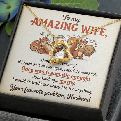 To My Wife Necklace From Husband, Funny Anniversary Gift For Her, Humorous Marriage Present, Love Knot Necklace-LKN60338