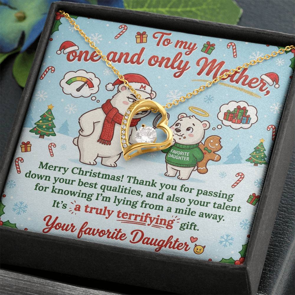 To My Mother Necklace From Daughter, Funny Christmas Gift for Mom, Holiday Present, Mother's Day Gift Idea - Love Knot Necklace-LKN22840
