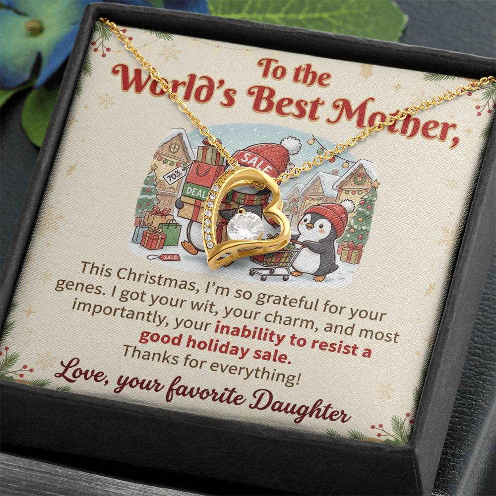 To My Mother Necklace From Daughter, Funny Christmas Gift For Mom, World's Best Mother, Birthday Gift Idea, Love Knot Necklace-LKN25516